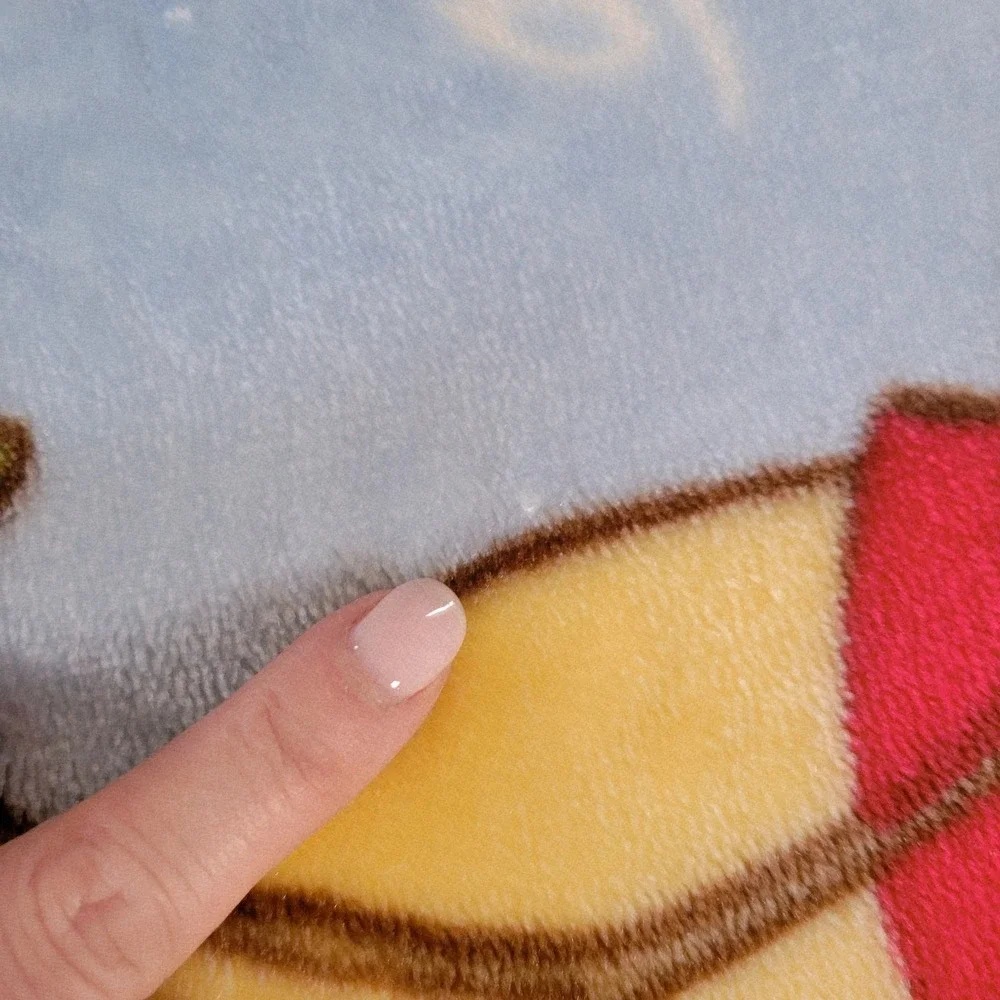 VTG Crown Crafts Winnie The Pooh Blue Plush Blanket Bee Flower‎ Butterfly 42x32